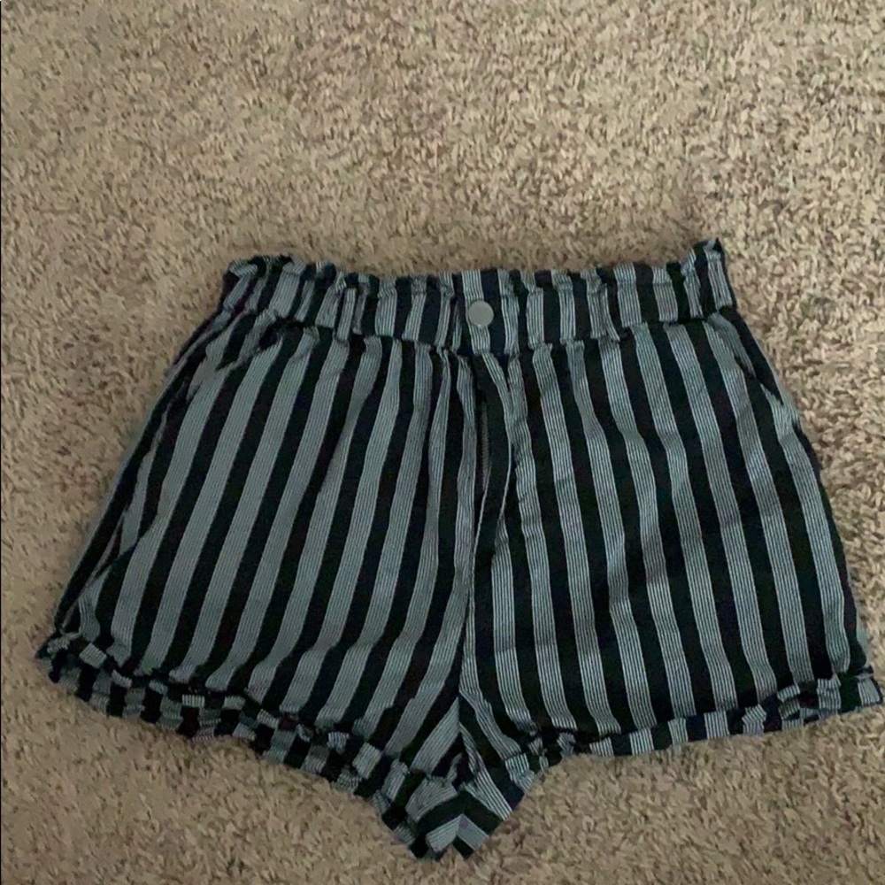 Black and grey striped shorts